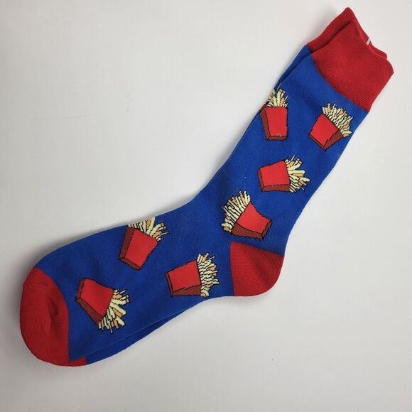 NWOT - Red And Blue "Fries" Socks - One Size Fits All, Unisex - Picture 5 of 5